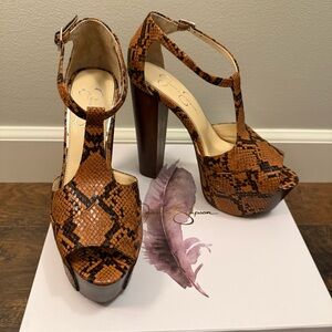Jessica Simpson Dany Platform Sandals | Brown Wild Snake Print | 9M | NWT